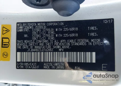 2018 Lexus Nx 300 z USA, uszkodzony, nr VIN JTJBARBZ2J2162883